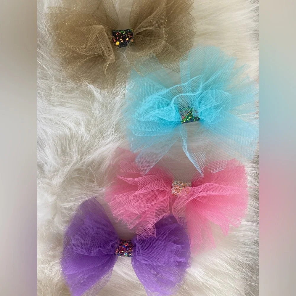Set of 4 pet hair bow accessory, pink designer pet wear, hair bow for small dog